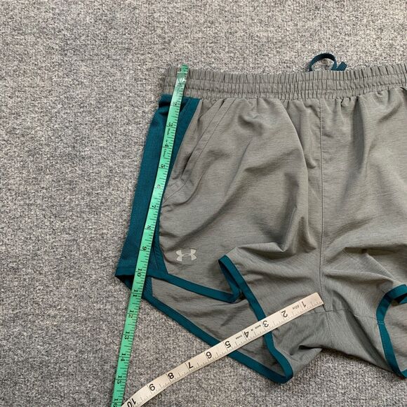 Under Armour Shorts Womens M Medium Grey Teal HeatGear Loose Mesh Panel Running - Picture 8 of 12